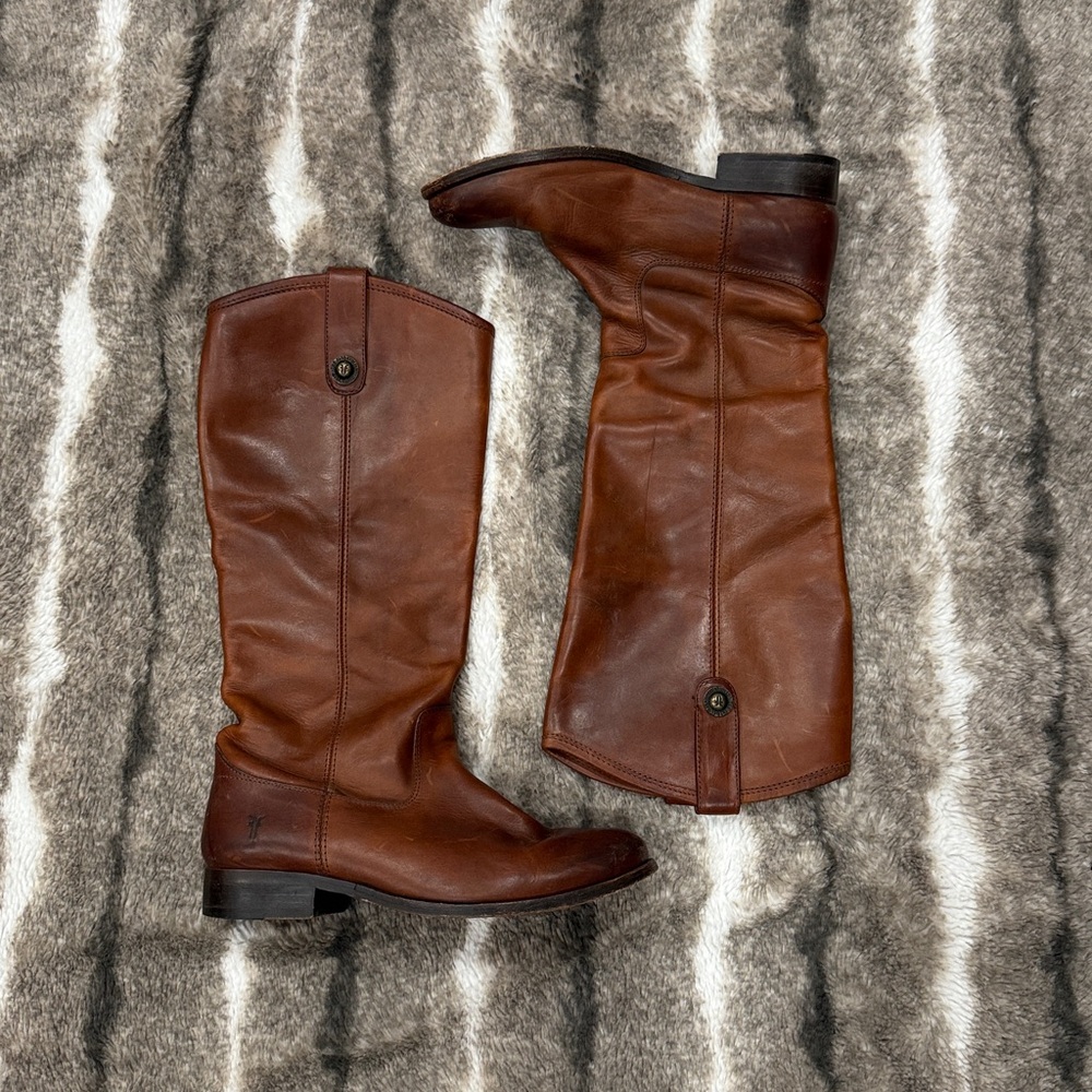 Frye Women’s Melissa Button Leather Riding Boots - Round Toe
